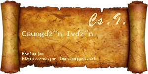 Csungán Iván névjegykártya